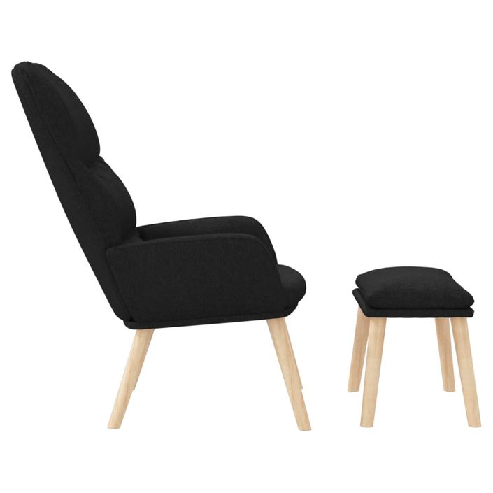 Chaise de relaxation avec tabouret Noir Tissu 5 - Photo n°4