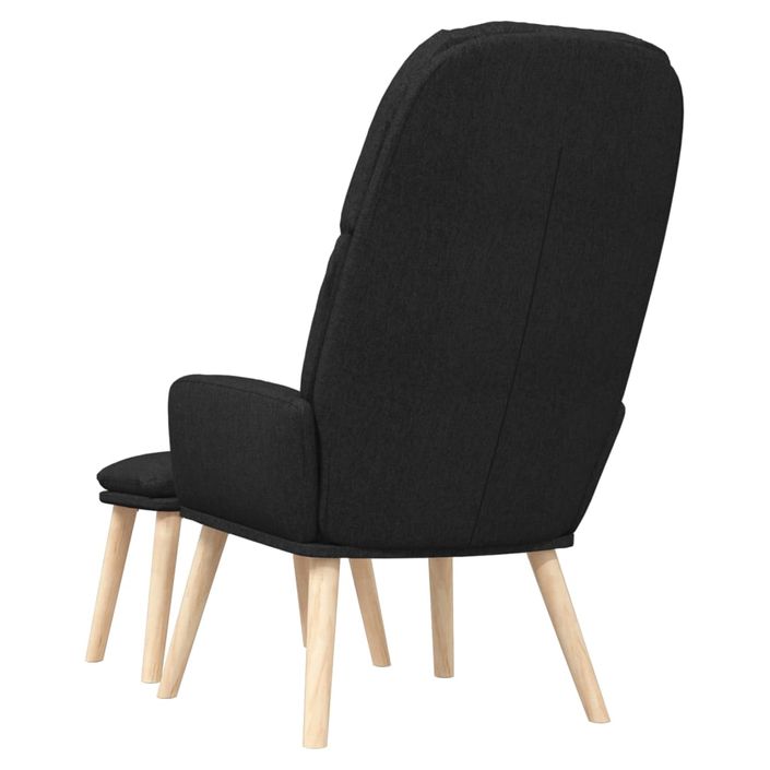 Chaise de relaxation avec tabouret Noir Tissu 5 - Photo n°5