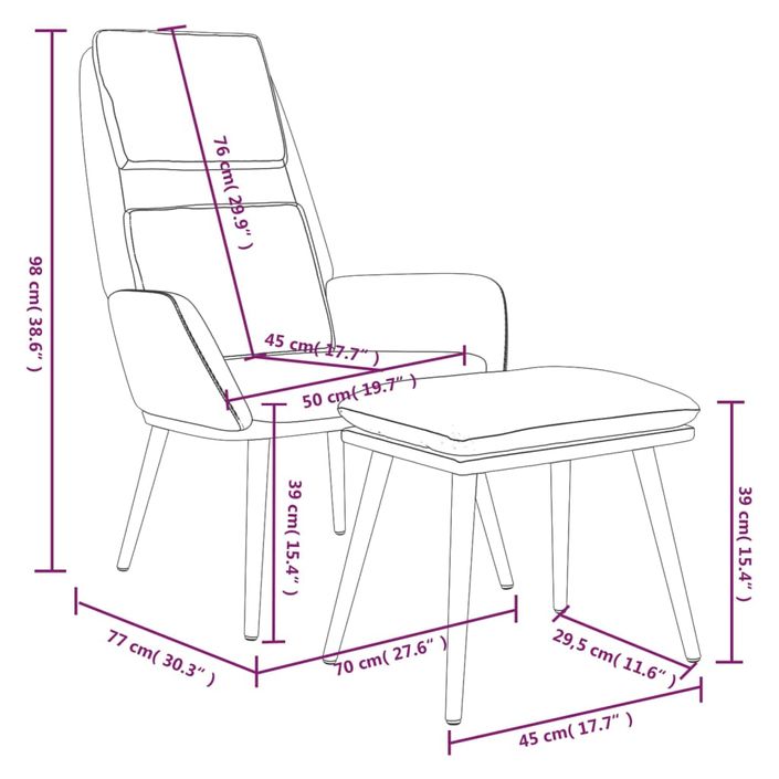 Chaise de relaxation avec tabouret Rouge bordeaux Tissu 2 - Photo n°7