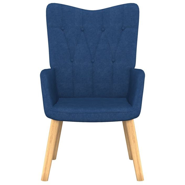 Chaise de relaxation et tabouret 62x68,5x96 cm Bleu Tissu - Photo n°3