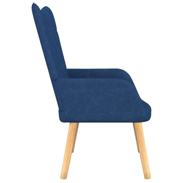 Chaise de relaxation et tabouret 62x68,5x96 cm Bleu Tissu - Photo n°4