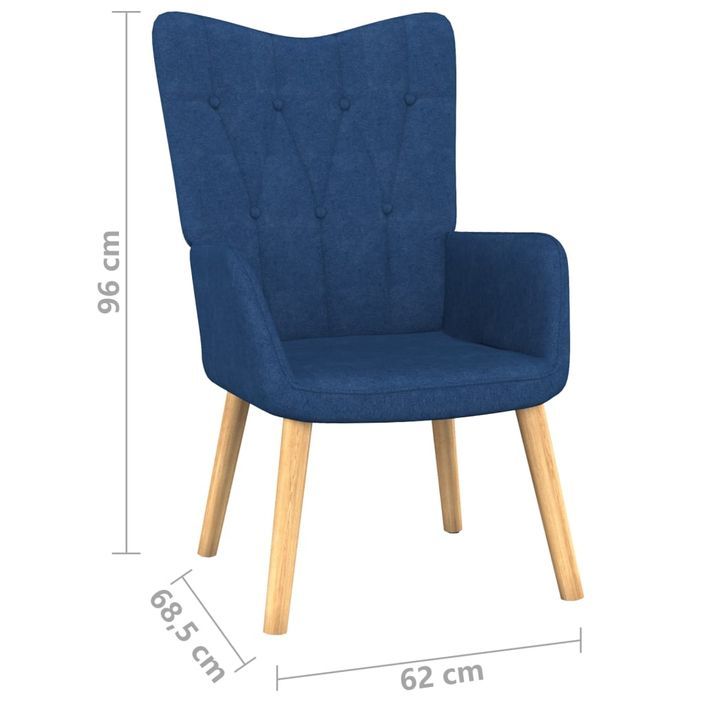 Chaise de relaxation et tabouret 62x68,5x96 cm Bleu Tissu - Photo n°11