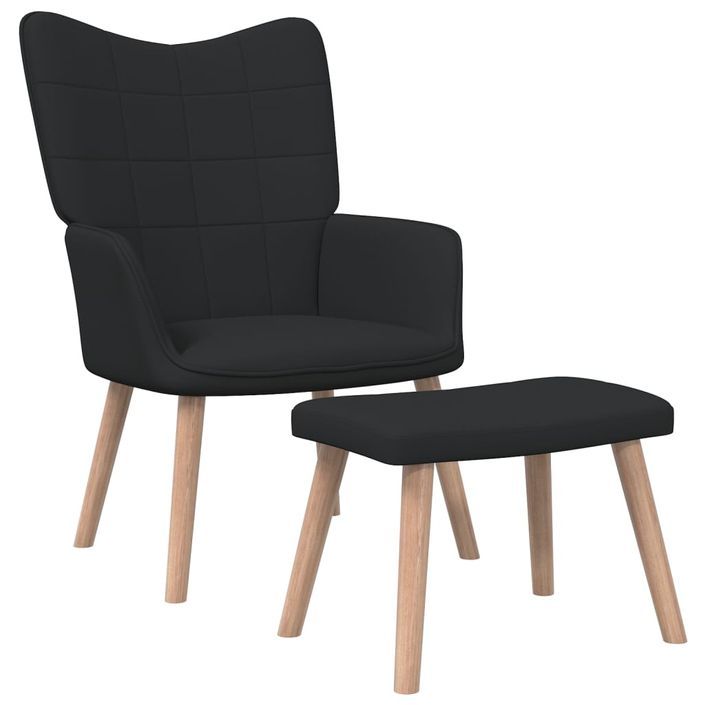 Chaise de relaxation et tabouret 62x68,5x96 cm Noir Tissu 3 - Photo n°1