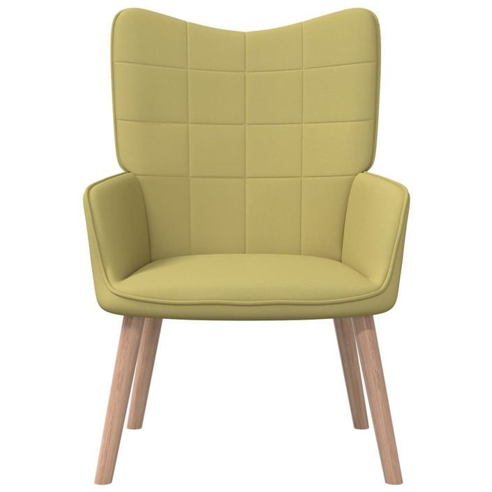Chaise de relaxation et tabouret 62x68,5x96 cm Vert Tissu 3 - Photo n°3