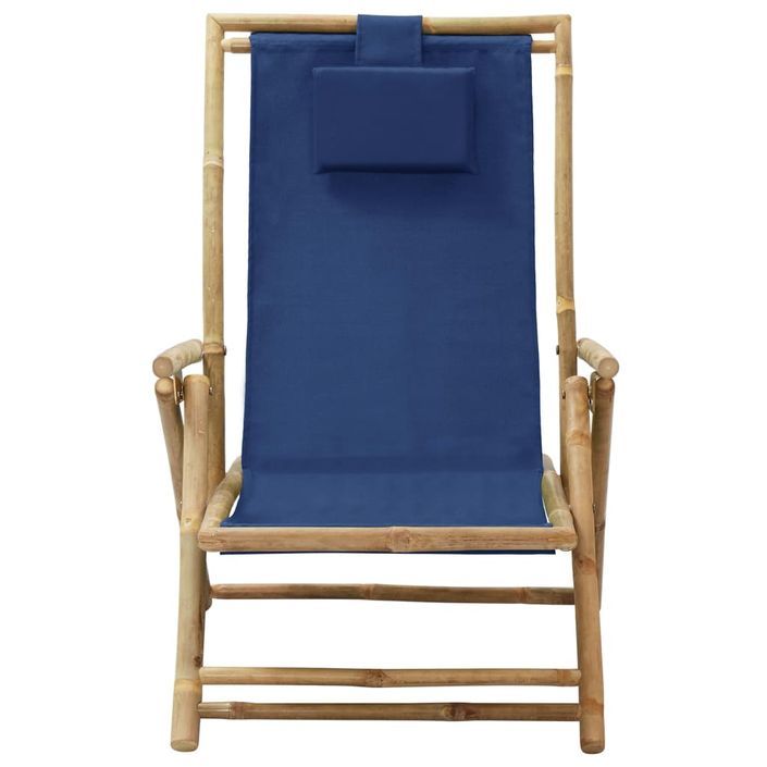 Chaise de relaxation inclinable Bleu marine Bambou et tissu - Photo n°2