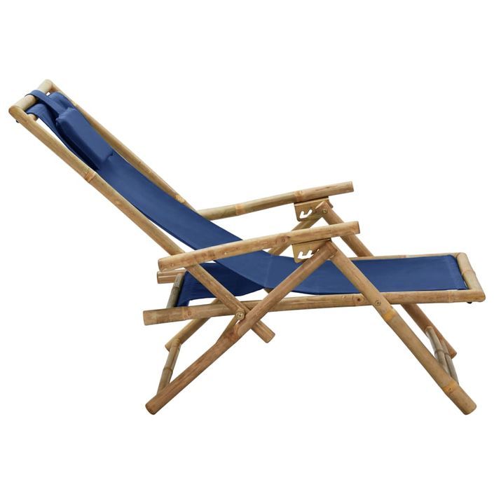 Chaise de relaxation inclinable Bleu marine Bambou et tissu - Photo n°4