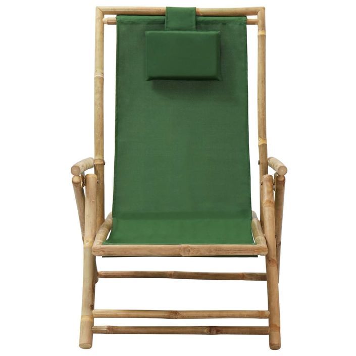 Chaise de relaxation inclinable Vert Bambou et tissu - Photo n°2
