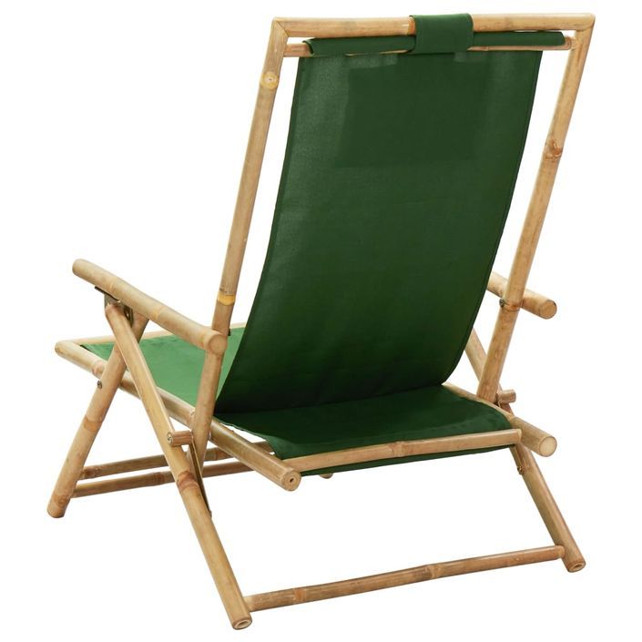 Chaise de relaxation inclinable Vert Bambou et tissu - Photo n°4