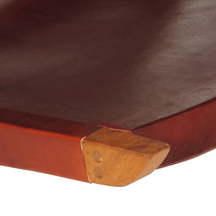 Chaise de relaxation pliable cuir véritable marron foncé - Photo n°6