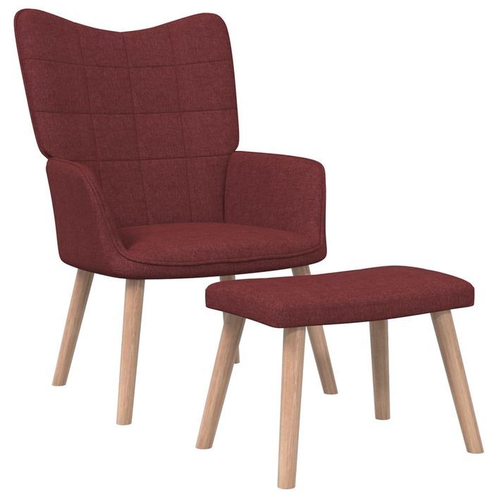 Chaise de relaxation tabouret 62x68,5x96cm Rouge bordeaux Tissu 3 - Photo n°1