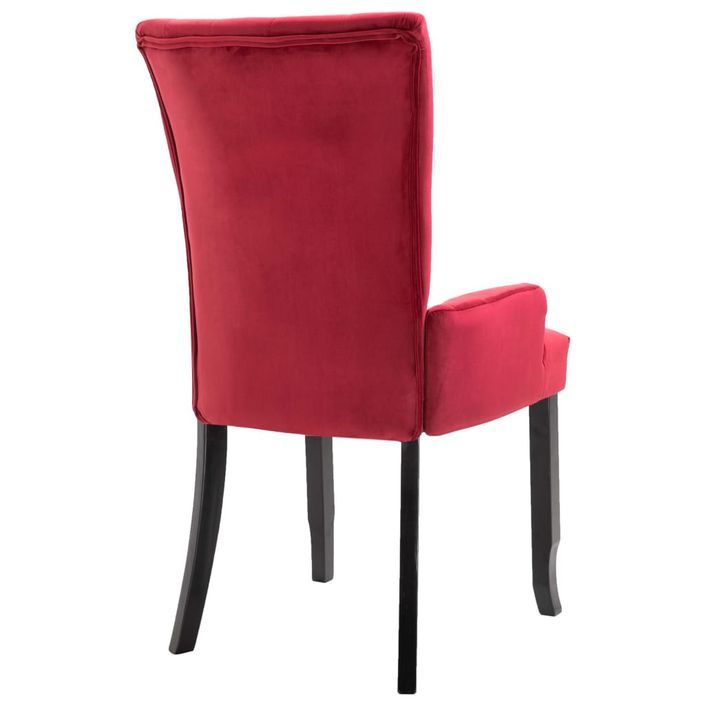Chaise de salle à manger avec accoudoirs Rouge Velours - Photo n°6