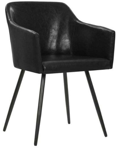 Chaise de salle à manger avec accoudoirs simili cuir noir Sary - Lot de 2 - Photo n°2
