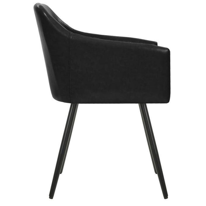 Chaise de salle à manger avec accoudoirs simili cuir noir Sary - Lot de 2 - Photo n°5