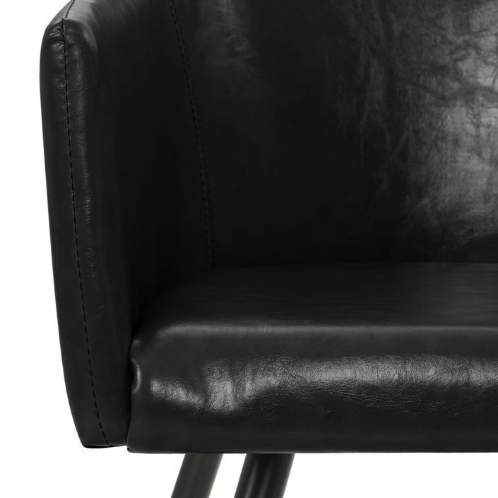 Chaise de salle à manger avec accoudoirs simili cuir noir Sary - Lot de 2 - Photo n°6