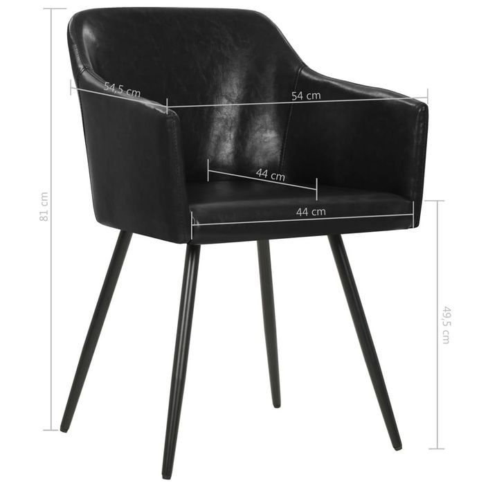 Chaise de salle à manger avec accoudoirs simili cuir noir Sary - Lot de 2 - Photo n°7