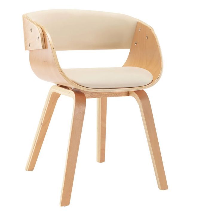 Chaise de salle à manger bois clair et simili cuir beige Onetop - Photo n°1