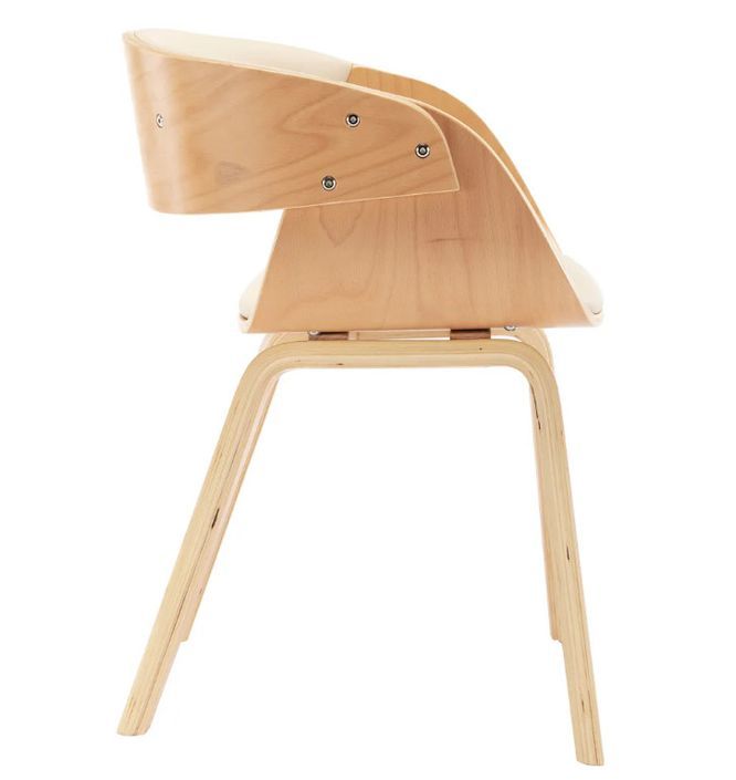 Chaise de salle à manger bois clair et simili cuir beige Onetop - Photo n°3