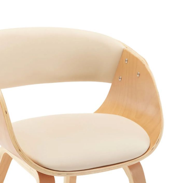 Chaise de salle à manger bois clair et simili cuir beige Onetop - Photo n°5
