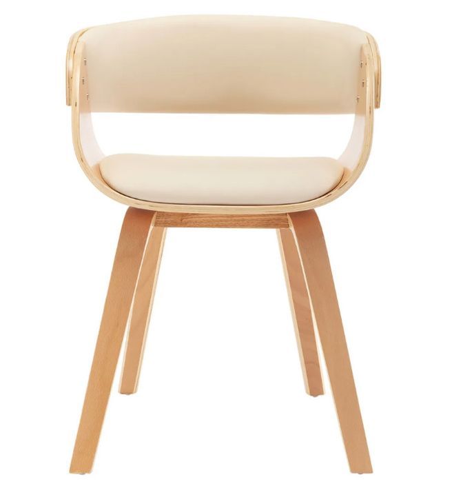 Chaise de salle à manger bois clair et simili cuir beige Onetop - Lot de 4 - Photo n°2
