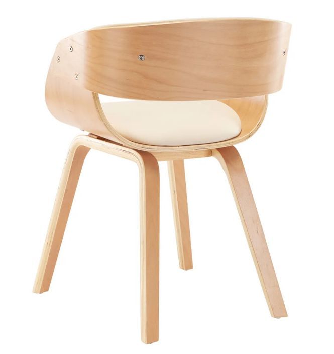 Chaise de salle à manger bois clair et simili cuir beige Onetop - Lot de 4 - Photo n°5