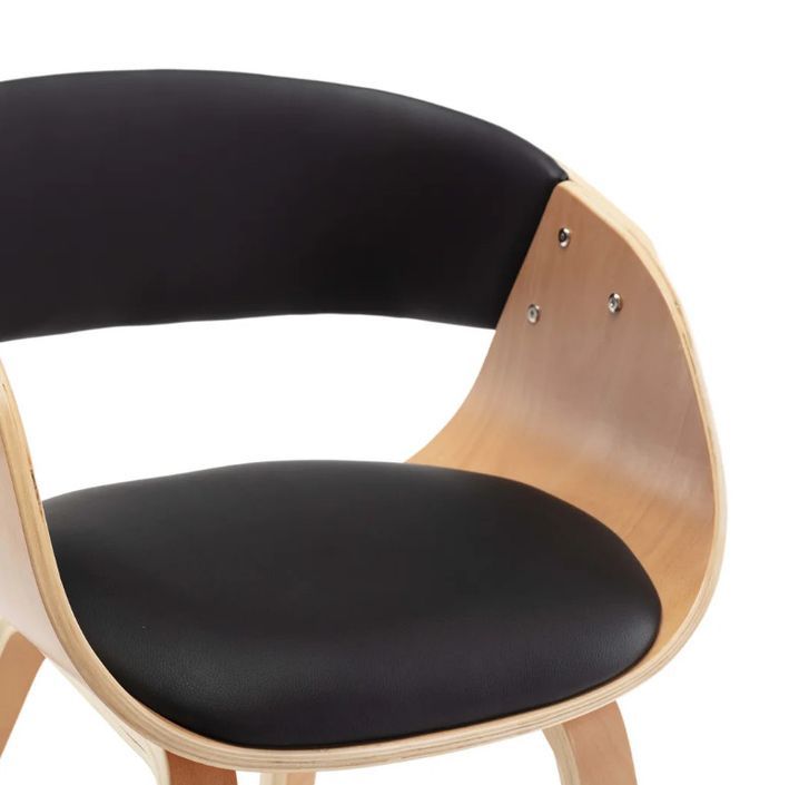 Chaise de salle à manger bois clair et simili cuir noir Onetop - Lot de 2 - Photo n°6