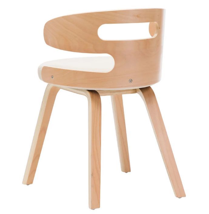 Chaise de salle à manger bois courbé clair et simili cuir beige Laetitia - Lot de 2 - Photo n°5