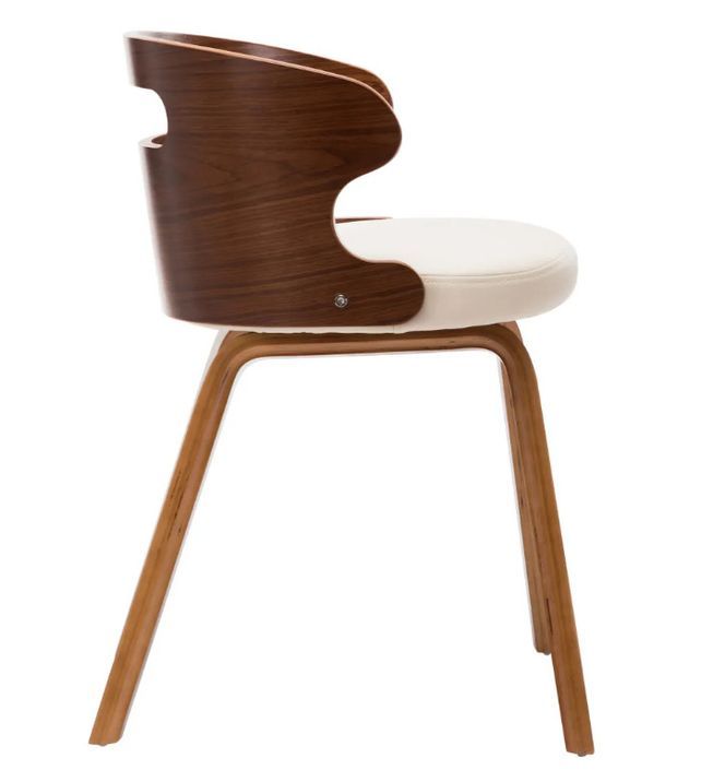 Chaise de salle à manger bois courbé foncé et simili cuir beige Laetitia - Lot de 2 - Photo n°4