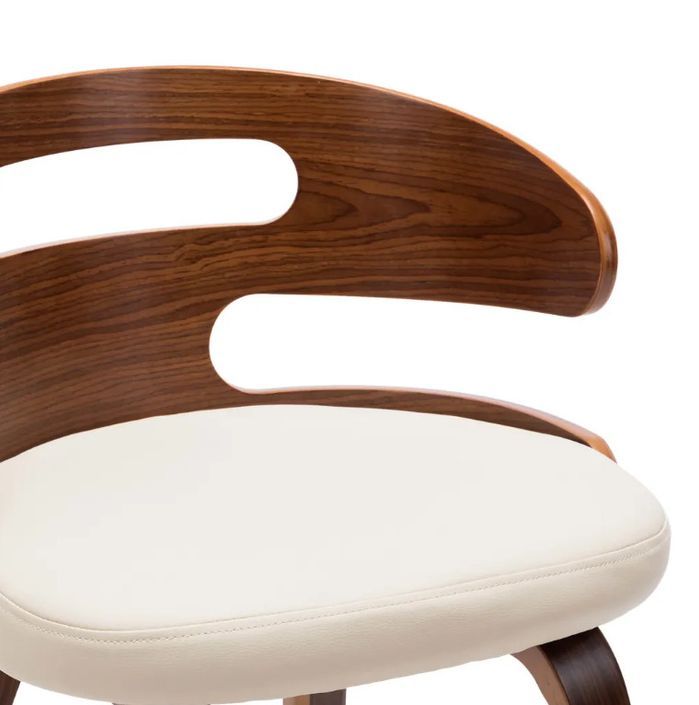 Chaise de salle à manger bois courbé foncé et simili cuir beige Laetitia - Lot de 2 - Photo n°6