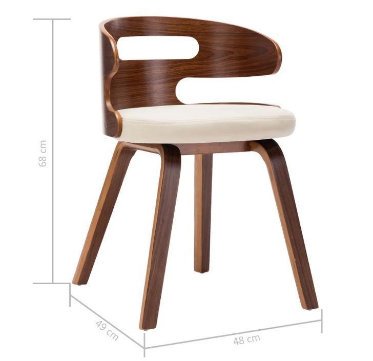 Chaise de salle à manger bois courbé foncé et simili cuir beige Laetitia - Lot de 2 - Photo n°7