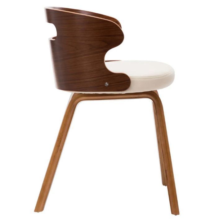 Chaise de salle à manger bois courbé foncé et simili cuir beige Laetitia- Lot de 4 - Photo n°4