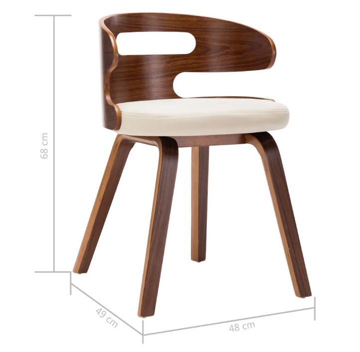 Chaise de salle à manger bois courbé foncé et simili cuir beige Laetitia- Lot de 4 - Photo n°7
