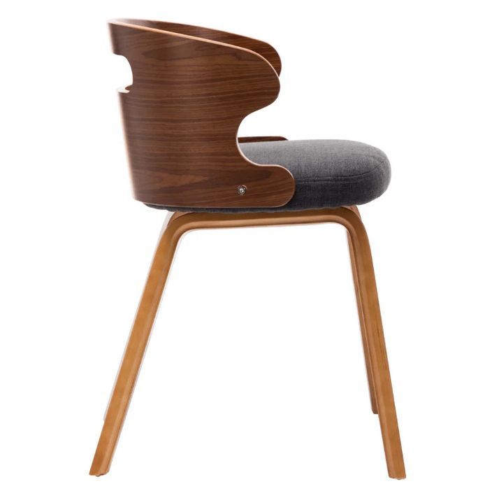 Chaise de salle à manger bois courbé foncé et tissu gris Laetitia - Lot de 2 - Photo n°4