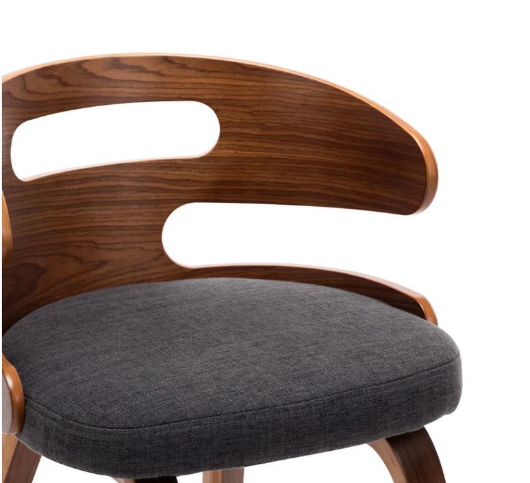 Chaise de salle à manger bois courbé foncé et tissu gris Laetitia - Lot de 2 - Photo n°6