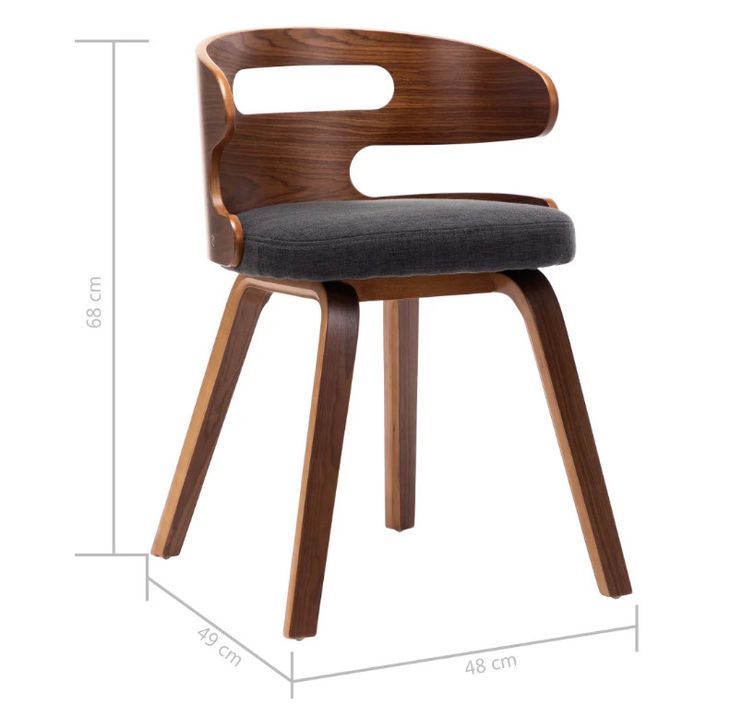 Chaise de salle à manger bois courbé foncé et tissu gris Laetitia - Lot de 2 - Photo n°7
