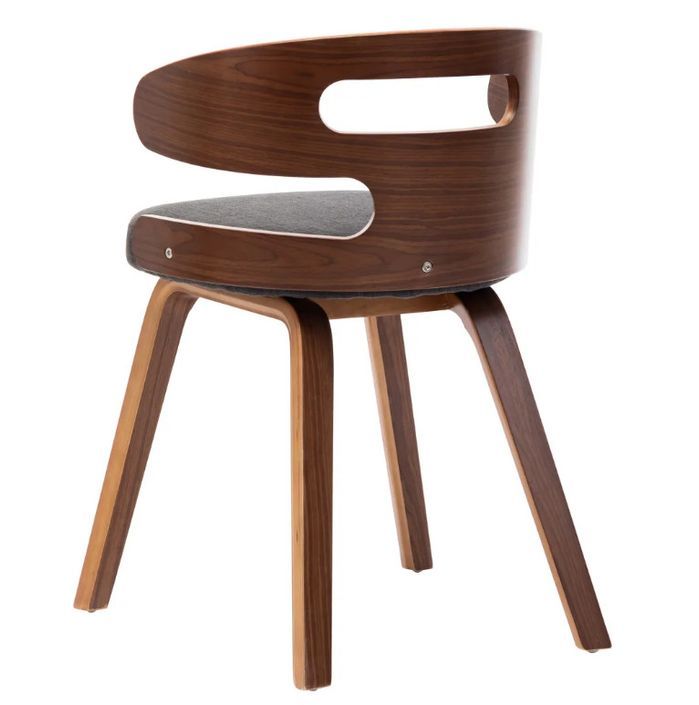 Chaise de salle à manger bois courbé foncé et tissu gris Laetitia - Lot de 4 - Photo n°5