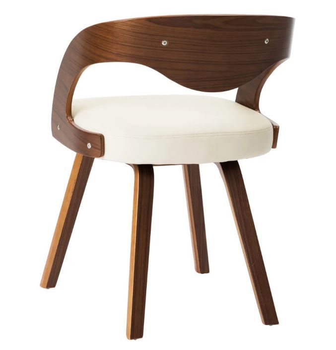 Chaise de salle à manger bois foncé et simili cuir beige Canva - Lot de 2 - Photo n°5