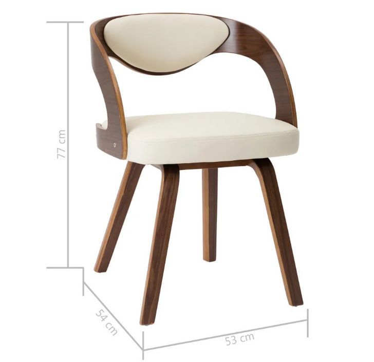Chaise de salle à manger bois foncé et simili cuir beige Canva - Lot de 2 - Photo n°7