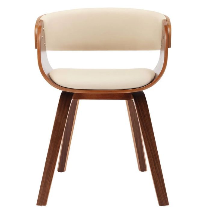 Chaise de salle à manger bois foncé et simili cuir beige Onetop - Photo n°2