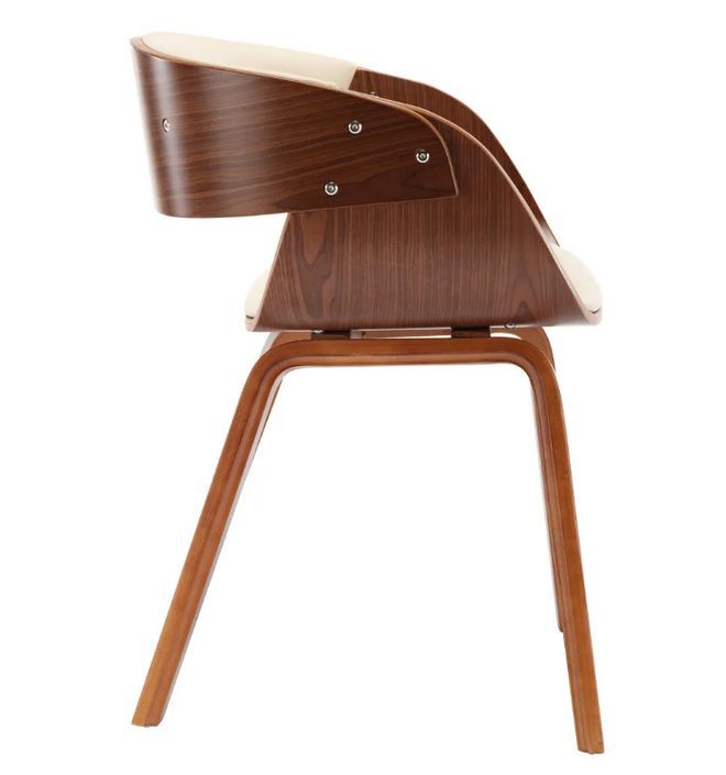Chaise de salle à manger bois foncé et simili cuir beige Onetop - Photo n°3