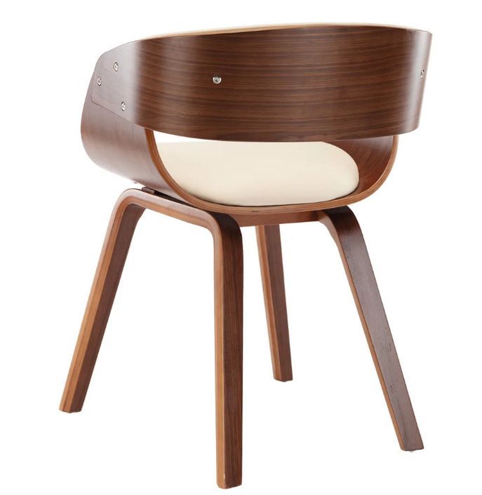 Chaise de salle à manger bois foncé et simili cuir beige Onetop - Photo n°4
