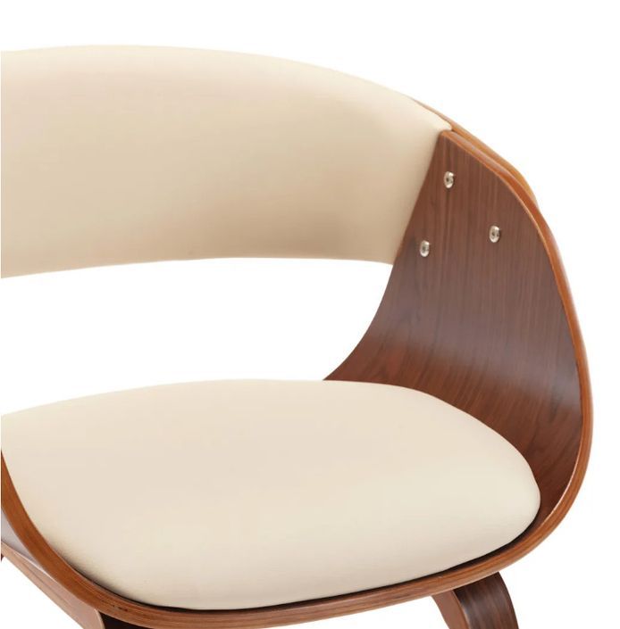 Chaise de salle à manger bois foncé et simili cuir beige Onetop - Photo n°5