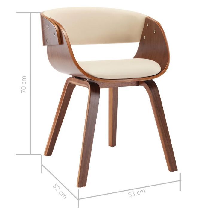 Chaise de salle à manger bois foncé et simili cuir beige Onetop - Lot de 2 - Photo n°7