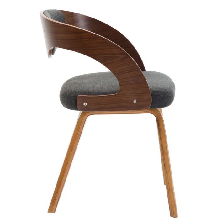 Chaise de salle à manger bois foncé et tissu gris Canva - Lot de 2 - Photo n°4