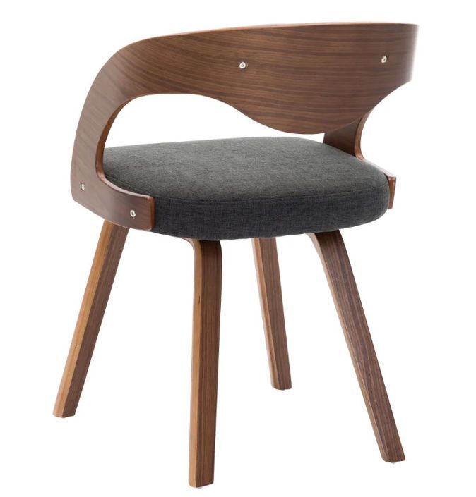 Chaise de salle à manger bois foncé et tissu gris Canva - Lot de 2 - Photo n°5