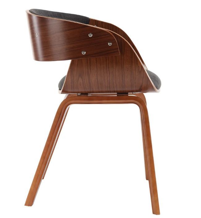 Chaise de salle à manger bois foncé et tissu gris Onetop - Lot de 4 - Photo n°4