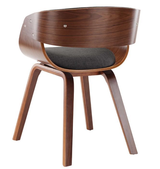 Chaise de salle à manger bois foncé et tissu gris Onetop - Lot de 4 - Photo n°5