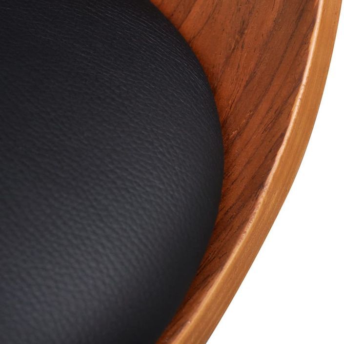 Chaise de salle à manger bois marron courbé et similicuir noir Kobaly- Lot de 2 - Photo n°5