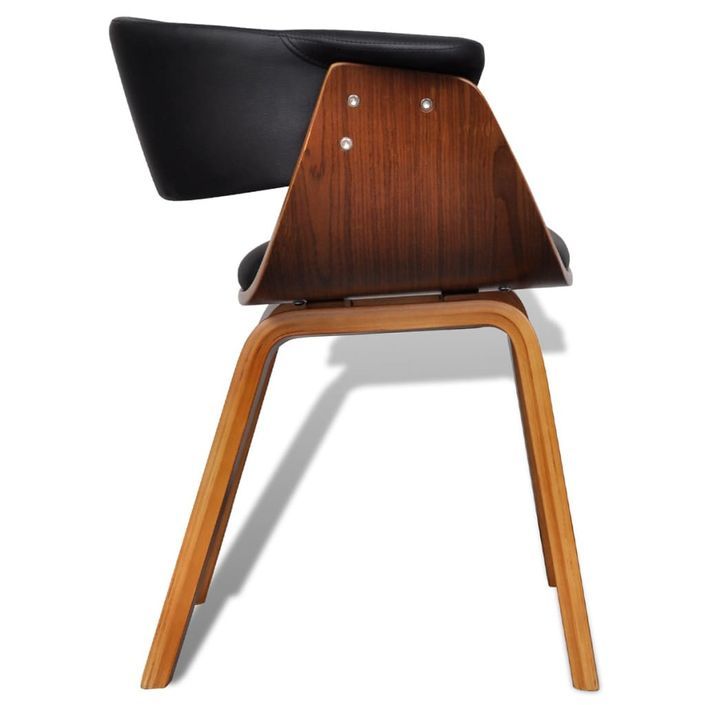Chaise de salle à manger bois marron courbé et similicuir noir Kobaly- Lot de 2 - Photo n°6