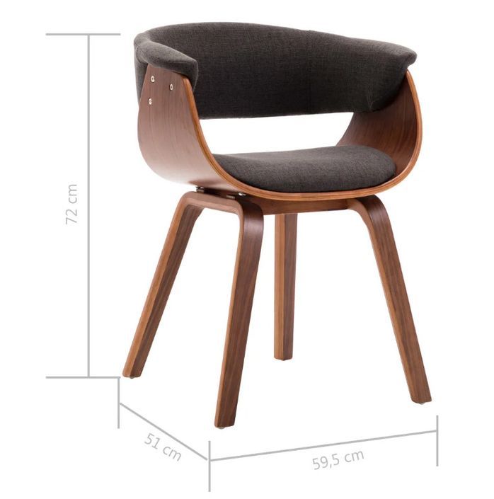 Chaise de salle à manger bois marron courbé et tissu gris Kobaly - Photo n°6