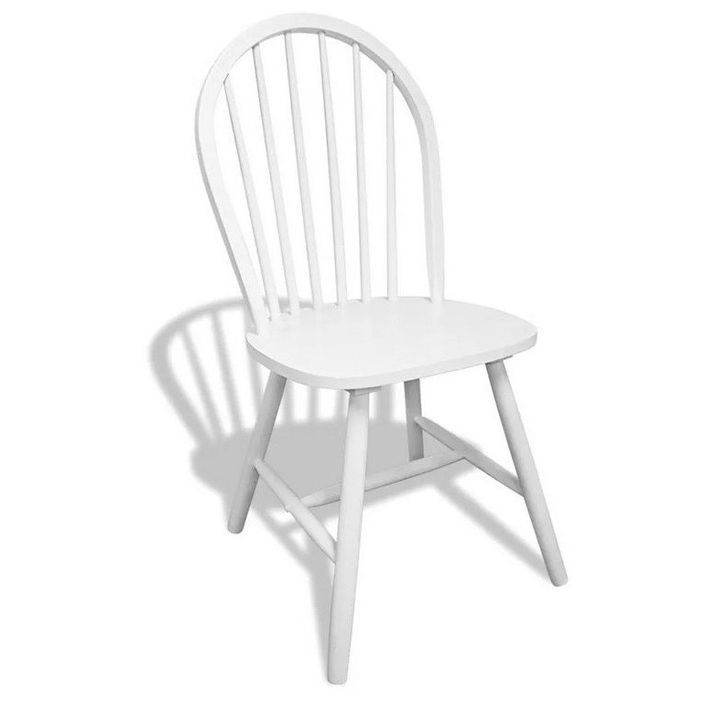 Chaise de salle à manger bois massif blanc Bloum - Lot de 4 - Photo n°1